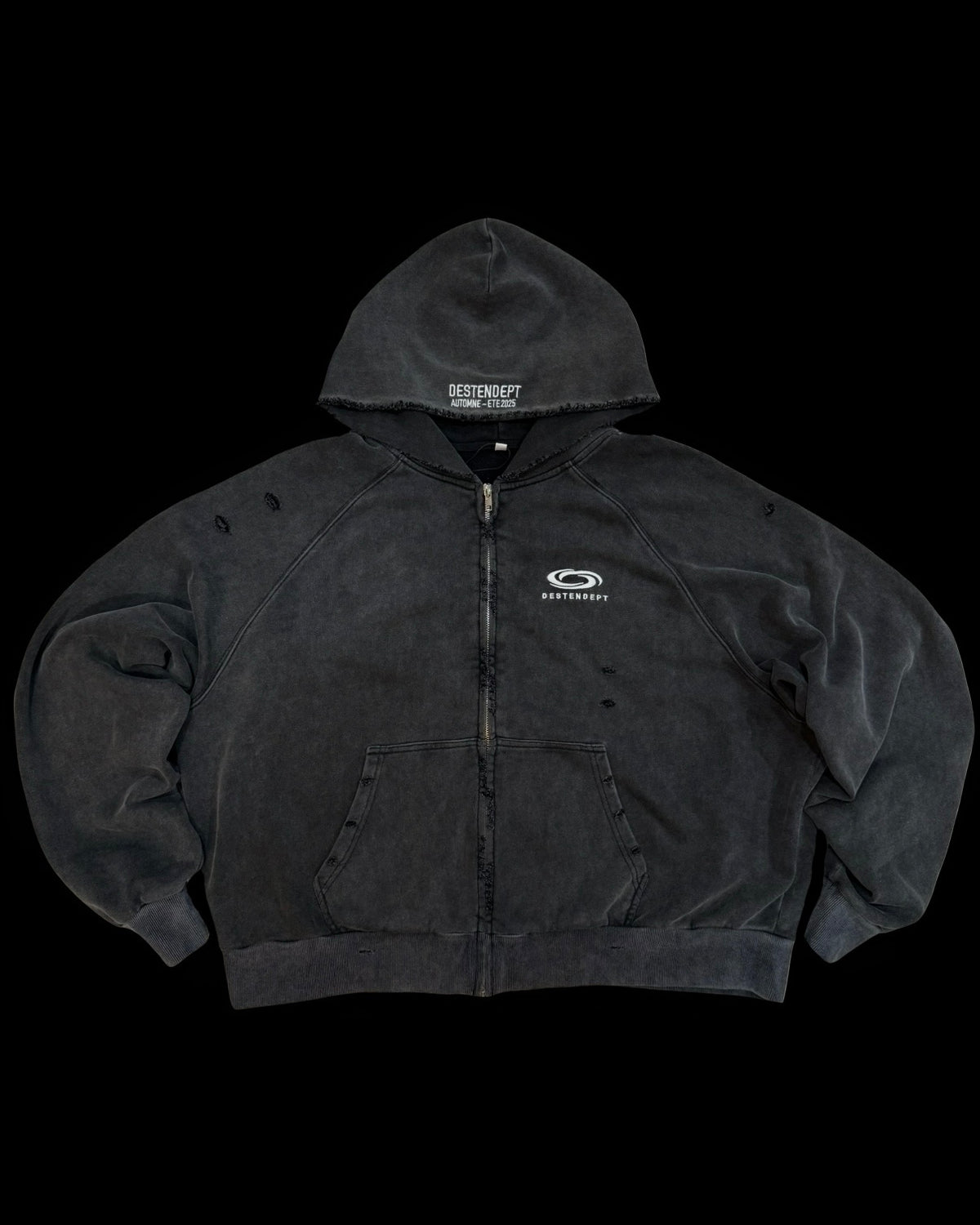 BLACK RAGLAN ZIP UP
