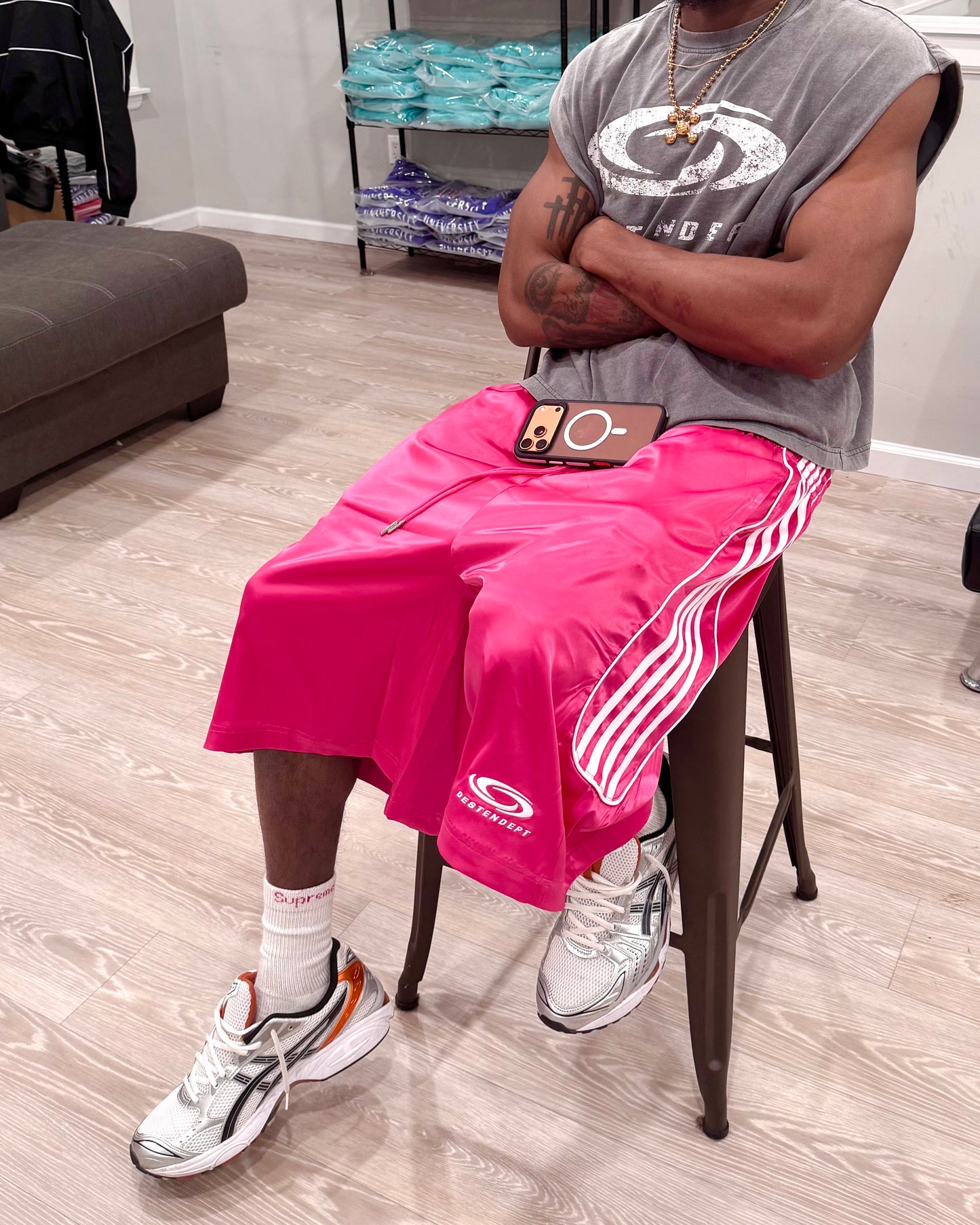 Pink Track Shorts