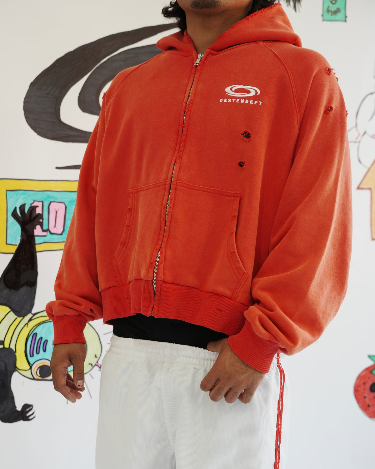 RED RAGLAN ZIP UP