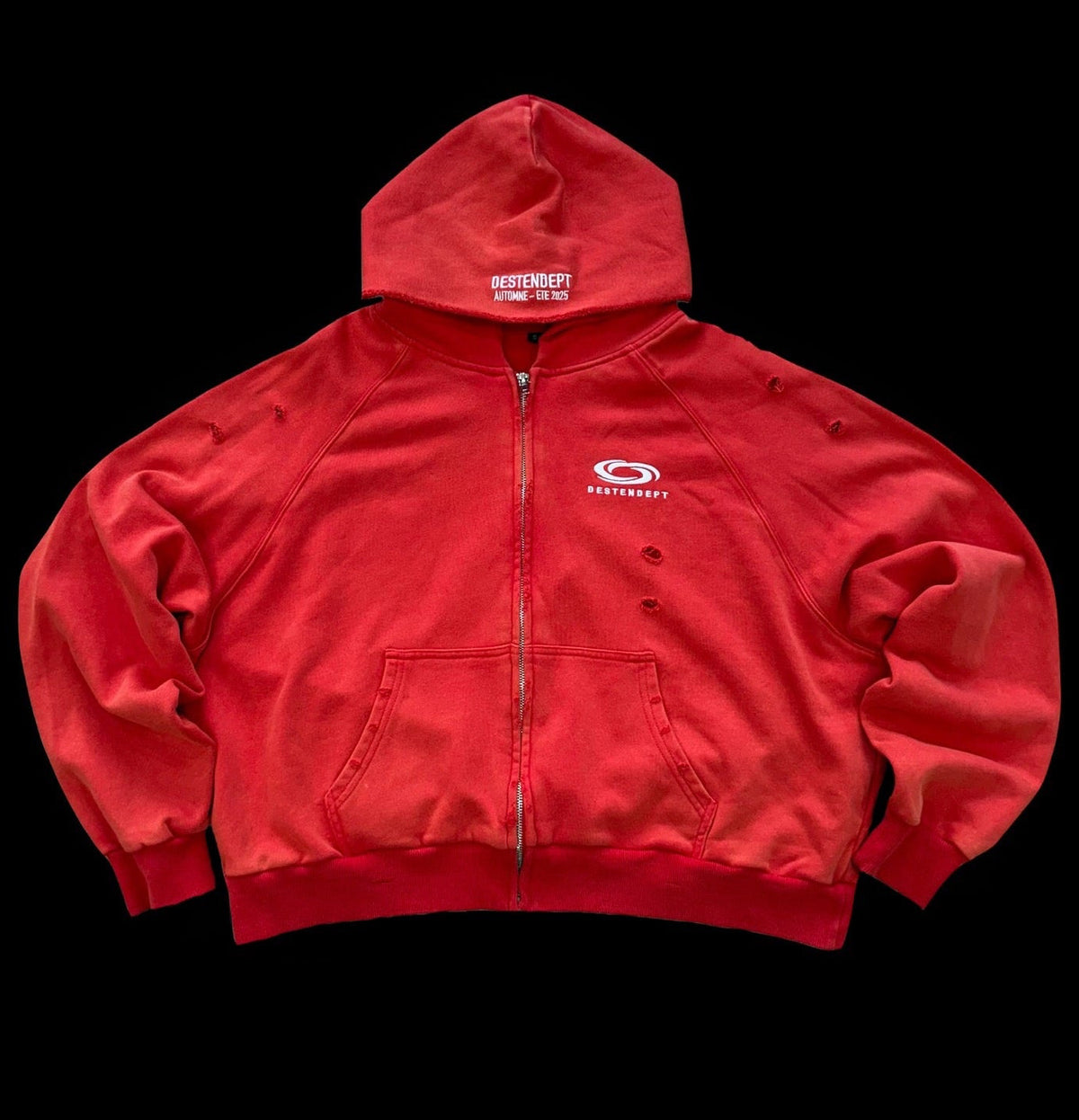 RED RAGLAN ZIP UP
